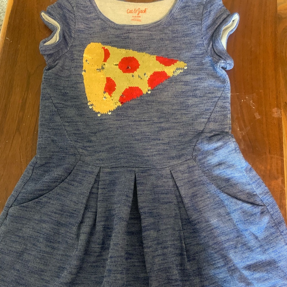 Girls blue sweatshirt material dress